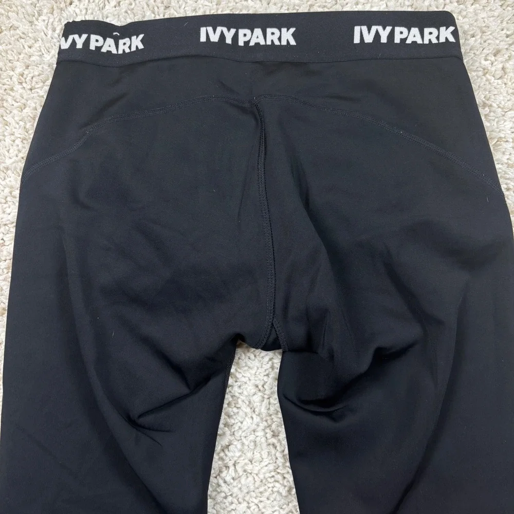 Ivy Park Leggings Womens Size M Black Logo Waistband Activewear 29L13JBLK